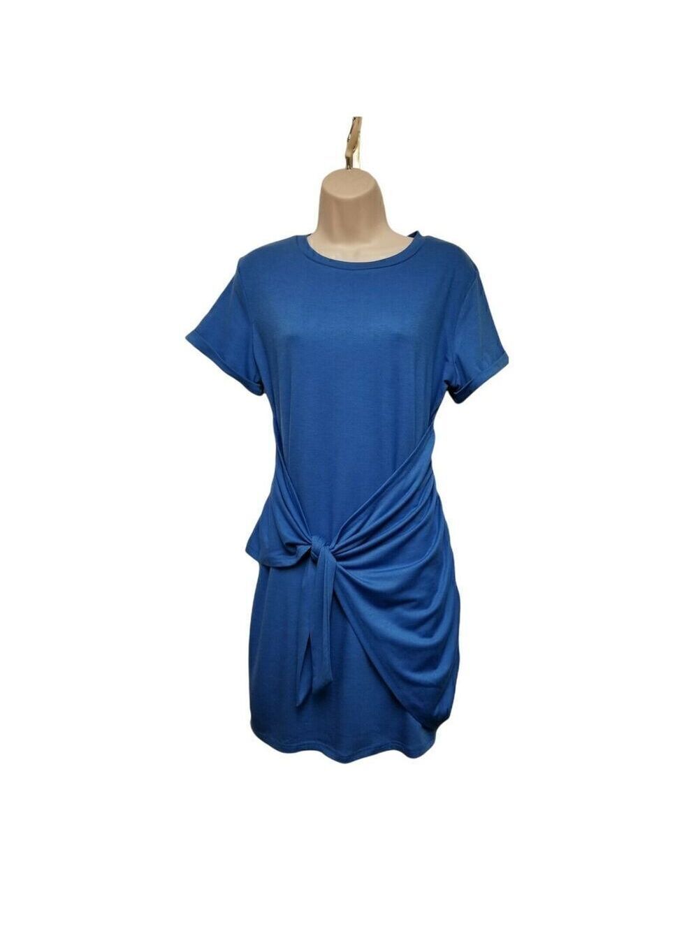 Lillusory Classic Mariposa' Front Tied Wrap Mini Dress Color Royal Blue Size L
